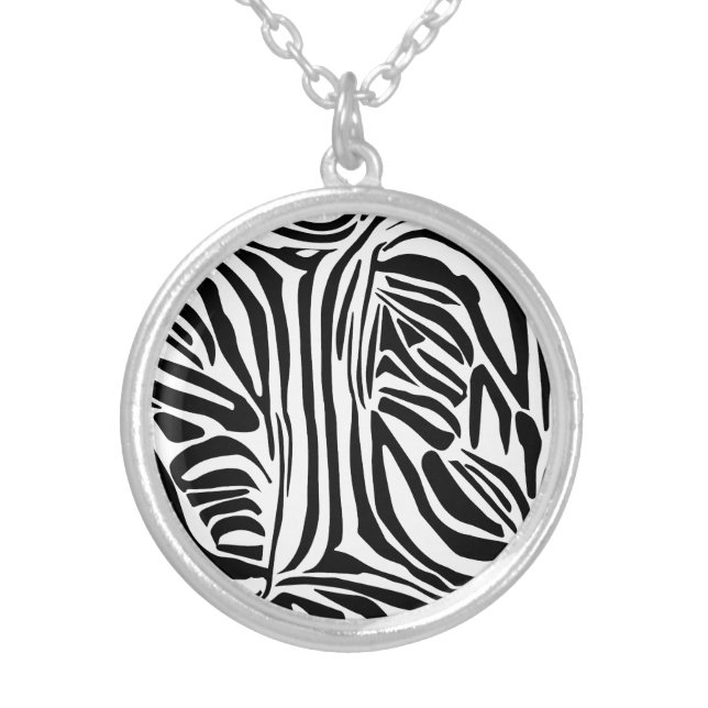 Zebra pattern silver plated necklace (Front)