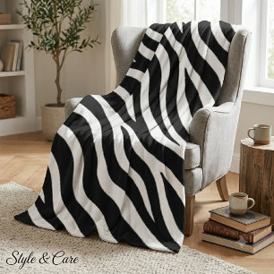 Zebra Pattern Stylish Cozy Living Room Fleece Blanket