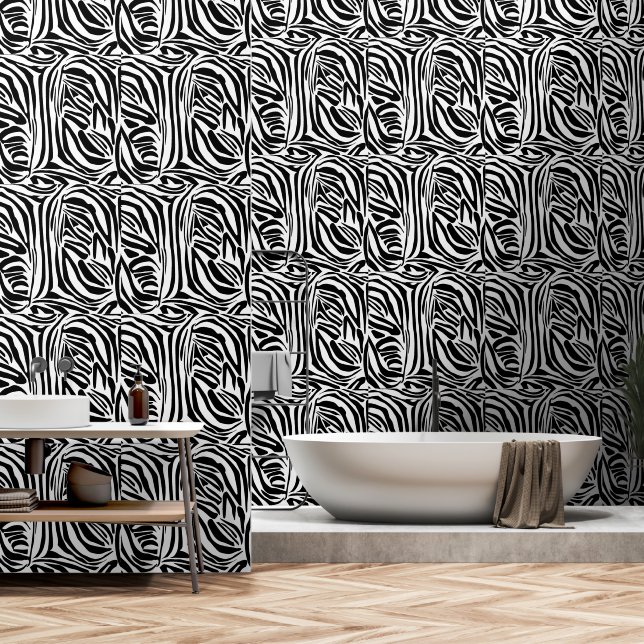 Zebra pattern wallpaper  (Bathroom)