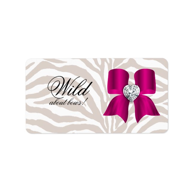 Zebra Pattern with Cute Fashion Jewelry Bow Label (Front)
