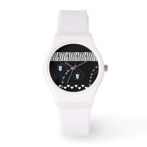 Zebra Pattern With Hearts Watch