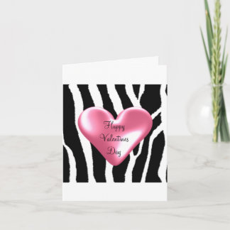 Zebra Pattern with Valentines Heart Holiday Card