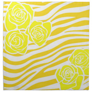 Zebra pattern + yellow roses cloth napkin
