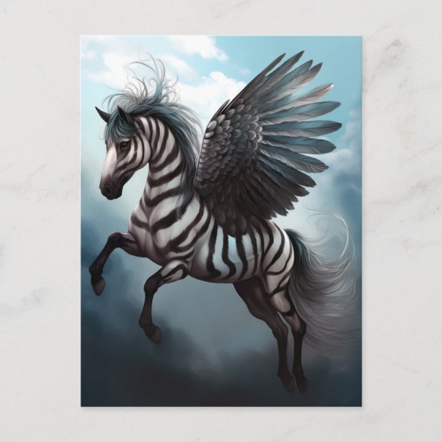 Zebra Pegasus Fantasy Art Postcard (Front)