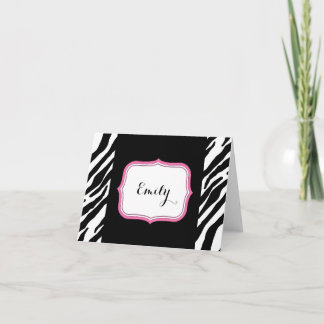 Zebra Personalized Folded Note Letterpress Thank You Card