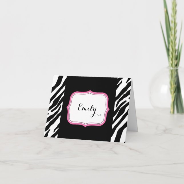 Zebra Personalized Folded Note Letterpress Thank You Card (Front)