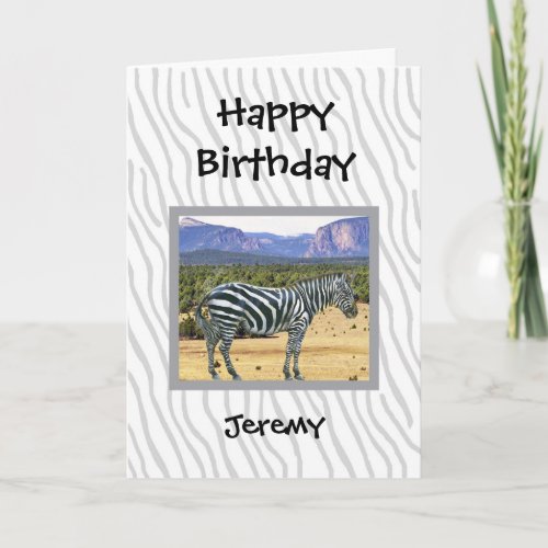 Zebra photo birthday card for a child