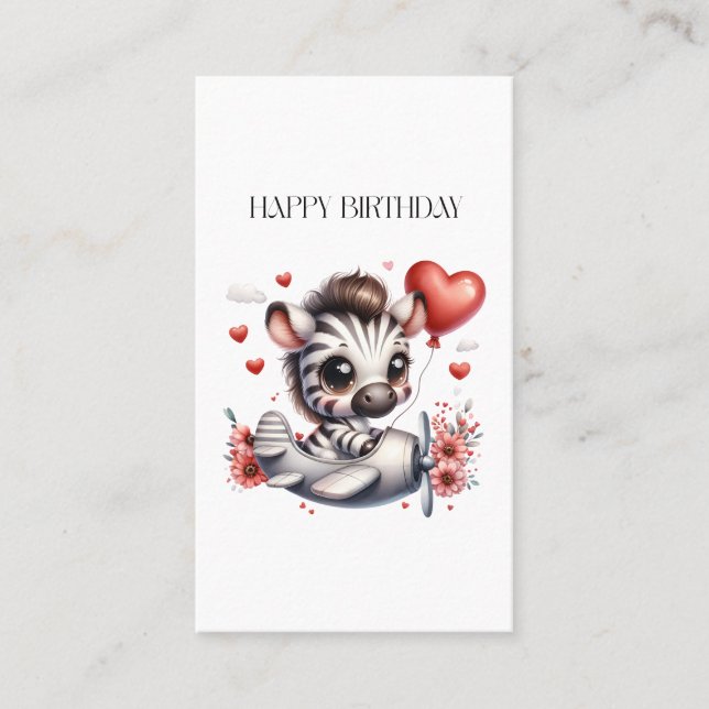 Zebra Pilot Birthday Business Card (Front)