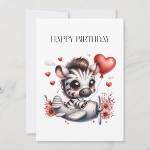 Zebra Pilot Birthday Card