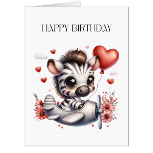 Zebra Pilot Birthday Card