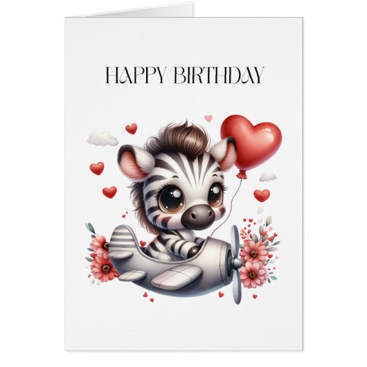 Zebra Pilot Birthday Cards (Front)