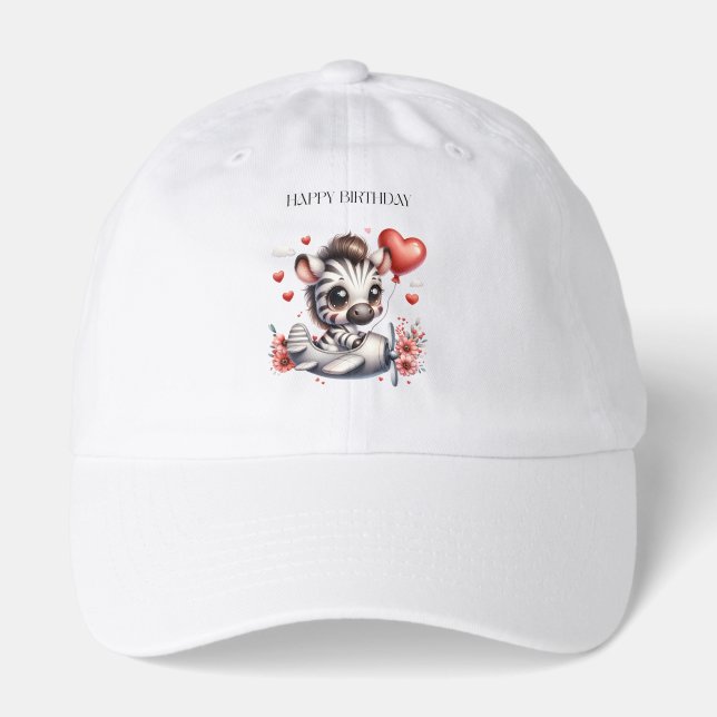 Zebra Pilot Birthday Hat (Front)