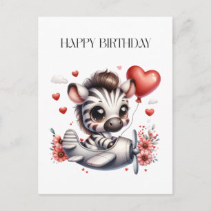 Zebra Pilot Birthday Holiday Postcard