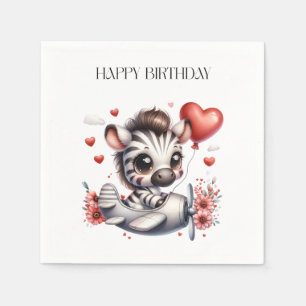 Zebra Pilot Birthday Napkins