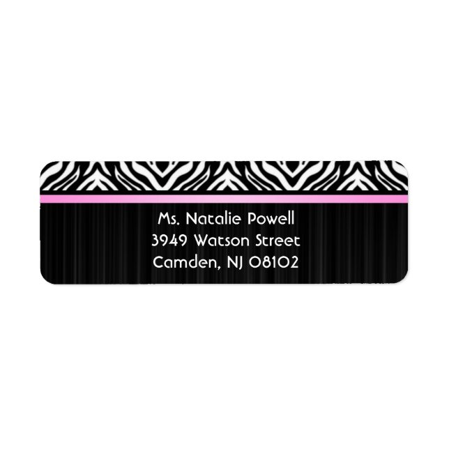 Zebra Pink Accent Return Label (Front)