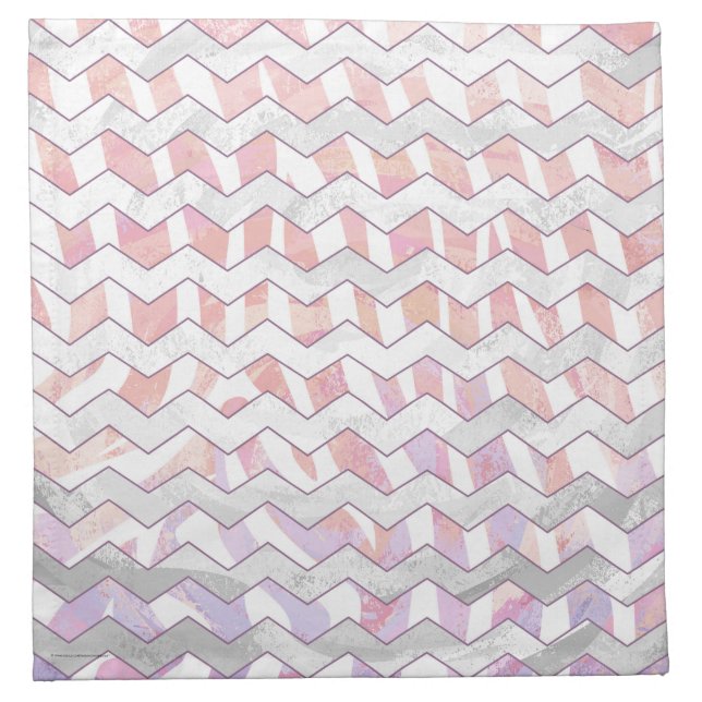 Zebra Pink and White Chevron Cloth Napkin (Front)