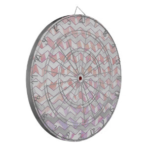 Zebra Pink and White Chevron Dartboard With Darts