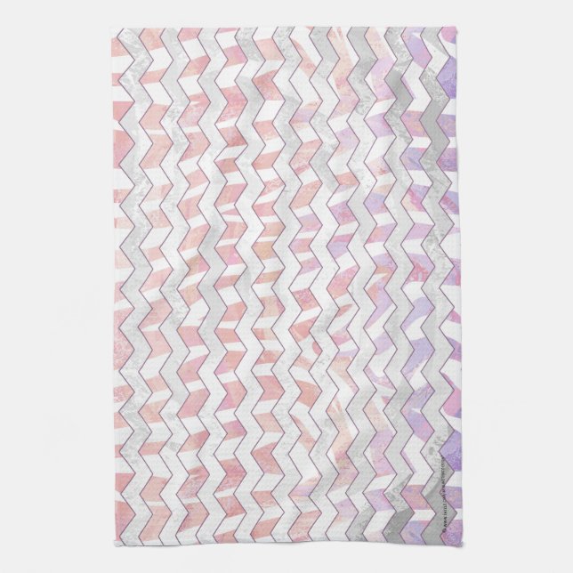 Zebra Pink and White Chevron Kitchen Towel (Vertical)