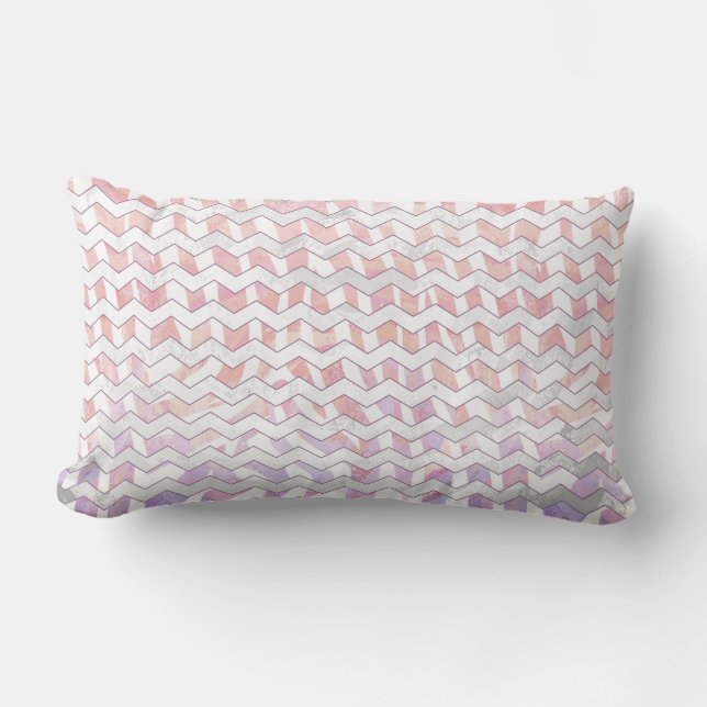 Zebra Pink and White Chevron Lumbar Pillow (Front)