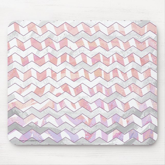 Zebra Pink and White Chevron Mouse Pad (Front)