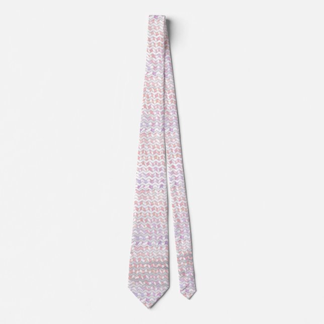 Zebra Pink and White Chevron Tie (Front)