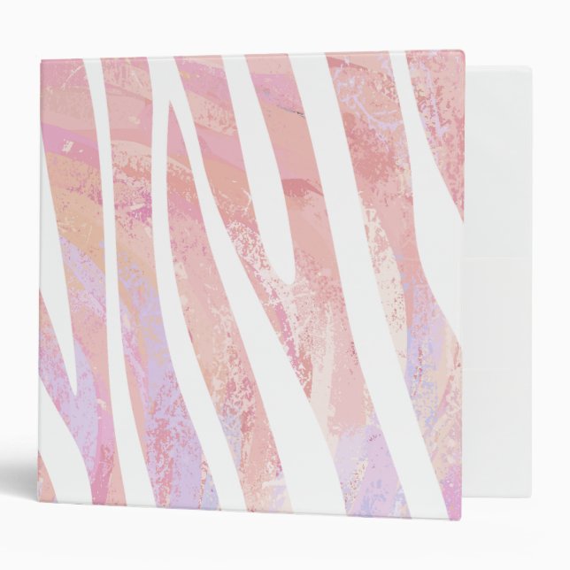 Zebra Pink and White Print 3 Ring Binder (Front/Inside)