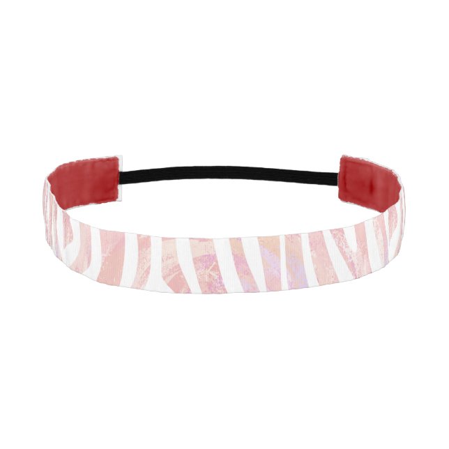 Zebra Pink and White Print Athletic Headband (Front)