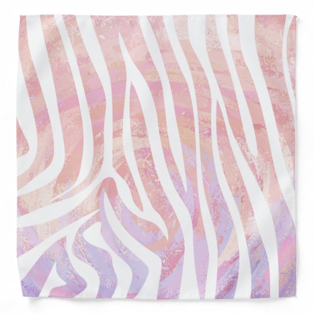 Zebra Pink and White Print Bandana (Front)