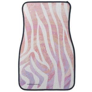 Zebra Pink and White Print Car Floor Mat