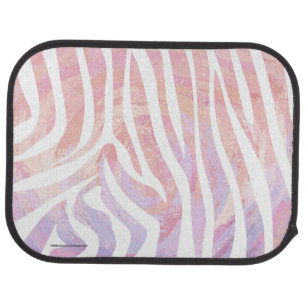 Zebra Pink and White Print Car Floor Mat