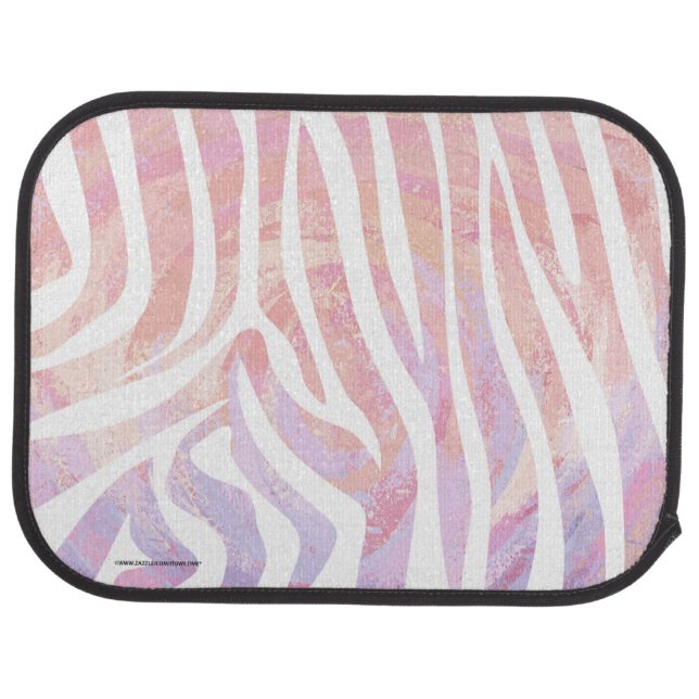 Zebra Pink and White Print Car Floor Mat (Rear)