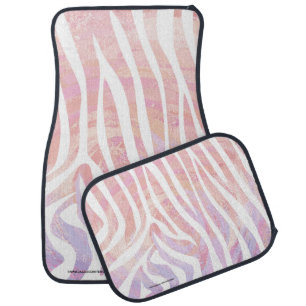 Zebra Pink and White Print Car Floor Mat