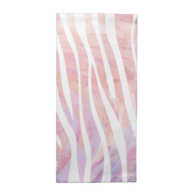 Zebra Pink and White Print Cloth Napkin (Half Fold)