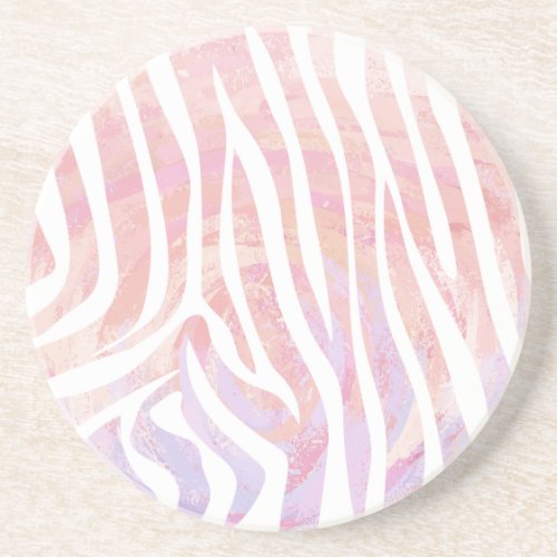 Zebra Pink and White Print Coaster