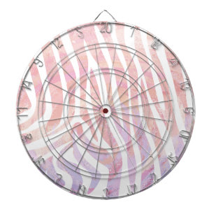 Zebra Pink and White Print Dartboard With Darts