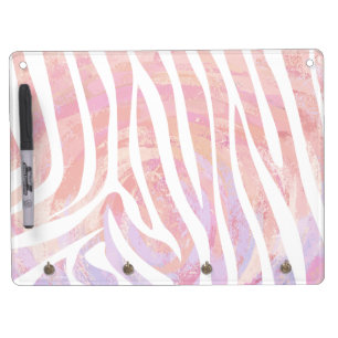 Zebra Pink and White Print Dry Erase Board With Keychain Holder