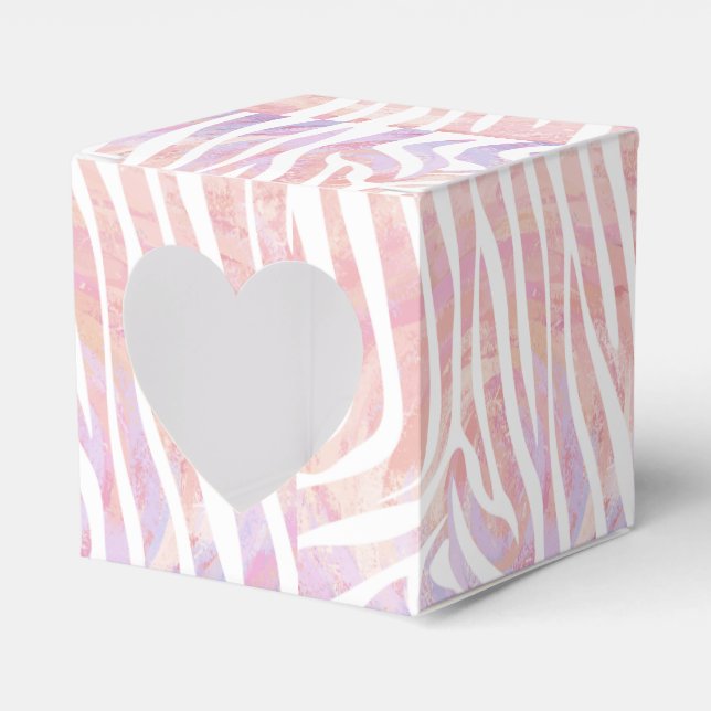 Zebra Pink and White Print Favor Boxes (Front Side)
