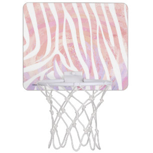 Zebra Pink and White Print Mini Basketball Hoop