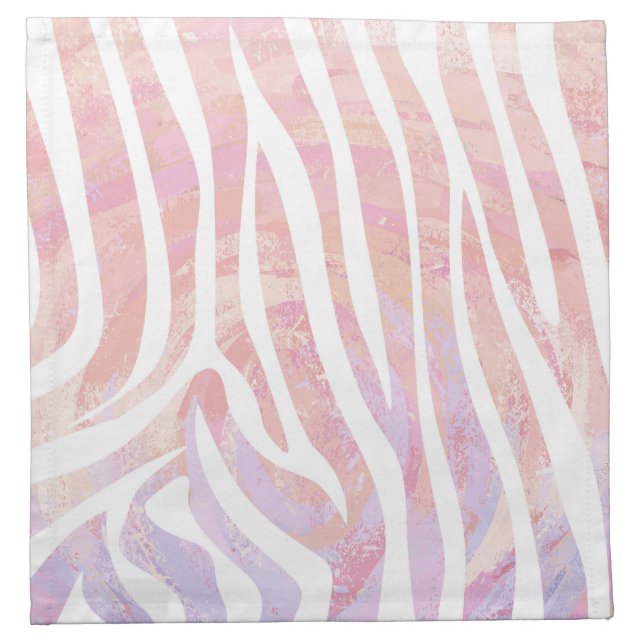 Zebra Pink and White Print Napkin (Front)