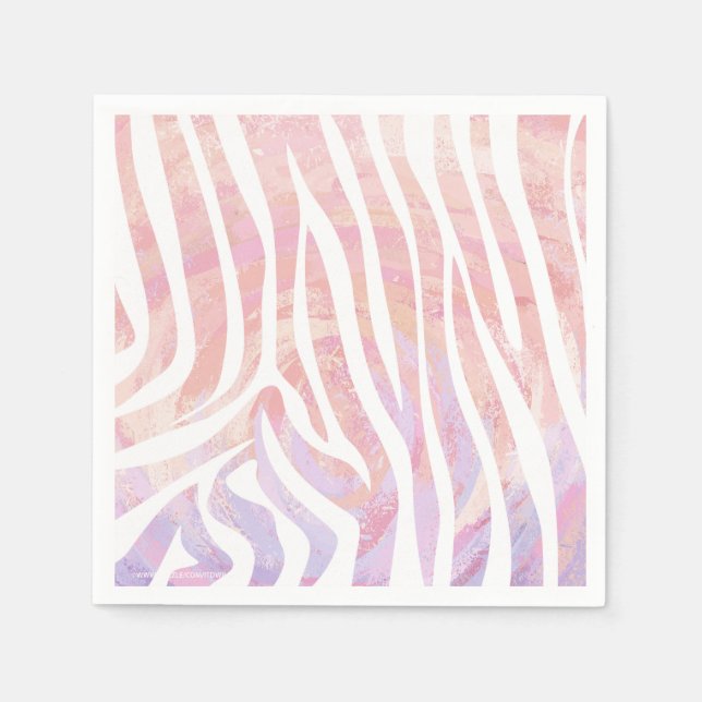 Zebra Pink and White Print Napkins (Front)
