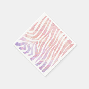 Zebra Pink and White Print Paper Napkins