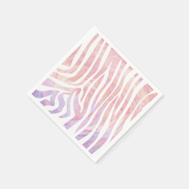 Zebra Pink and White Print Paper Napkins (Corner)