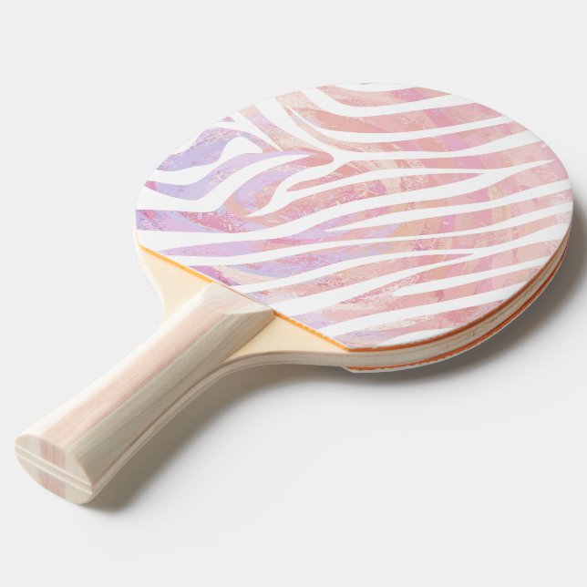 Zebra Pink and White Print Ping-Pong Paddle (Back Angle)