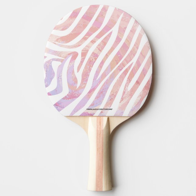 Zebra Pink and White Print Ping-Pong Paddle (Front)