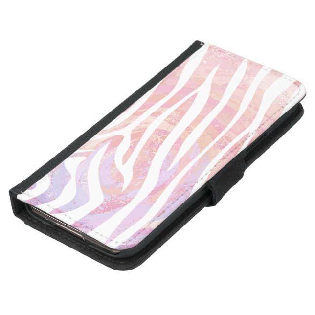 Zebra Pink and White Print Samsung Galaxy Wallet Case (Bottom)
