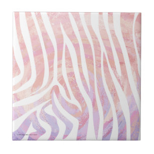 Zebra Pink and White Print Tile