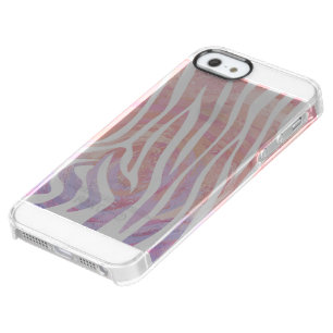 Zebra Pink and White Print Clear iPhone SE/5/5s Case