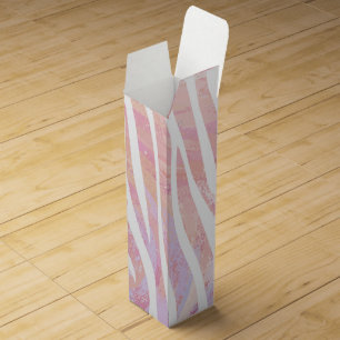 Zebra Pink and White Print Wine Gift Box