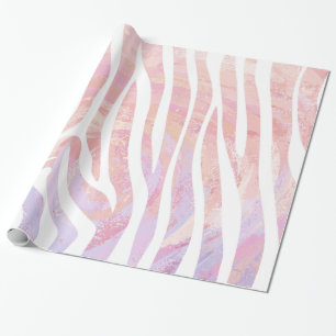 Zebra Pink and White Print Wrapping Paper