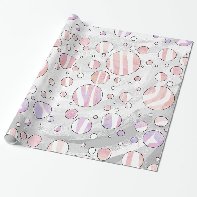 Zebra Pink and White Print Wrapping Paper (Unrolled)